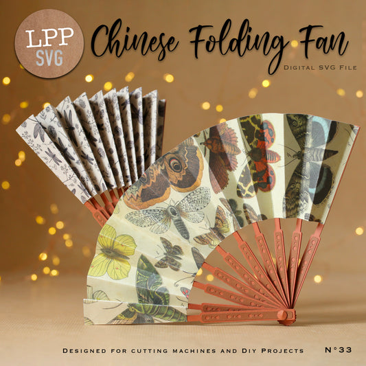 3D SVG Chinese Folding Fan | Cutting Machine Template for Cricut, ScanNCut & Silhouette