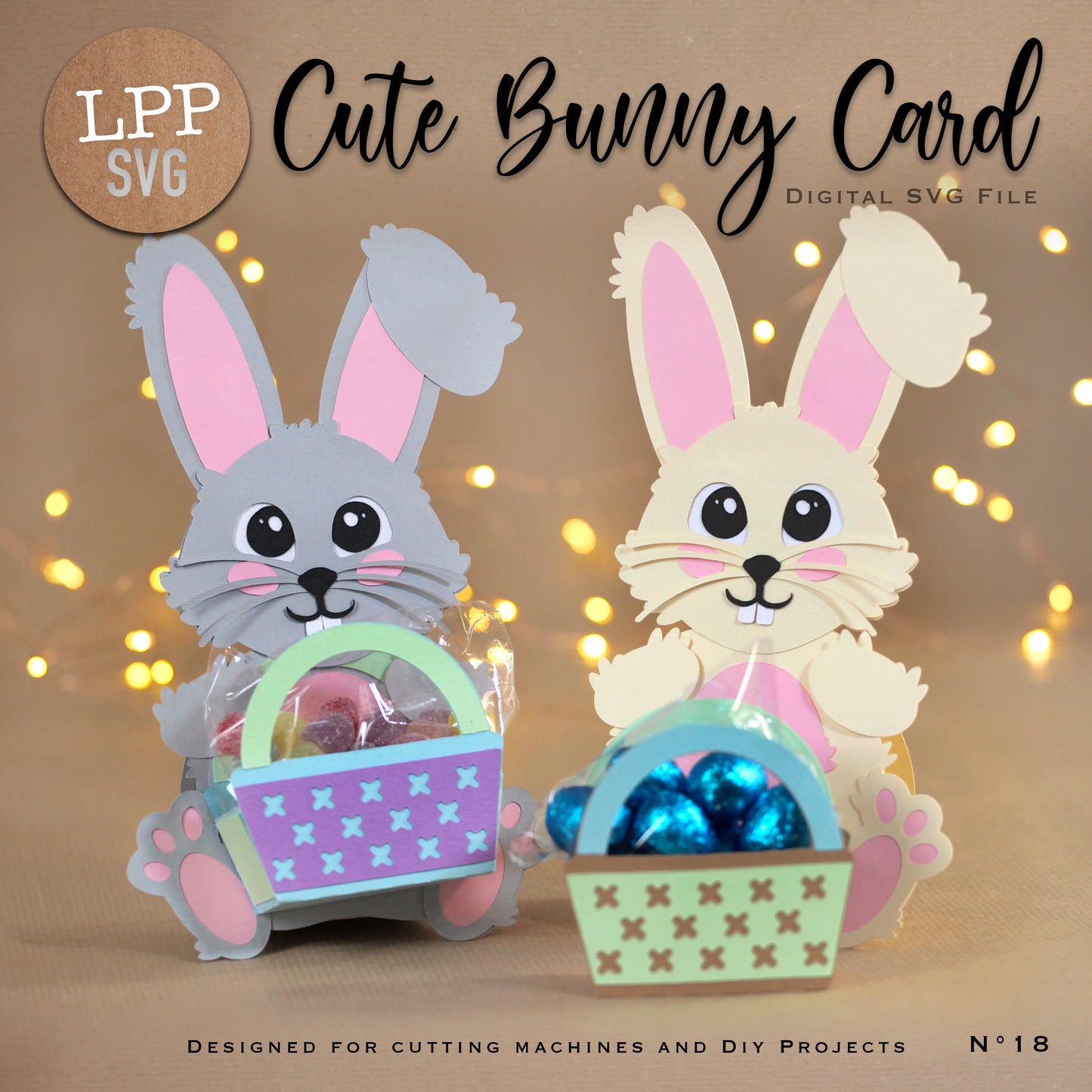 CUTE BUNNY CARD - SVG