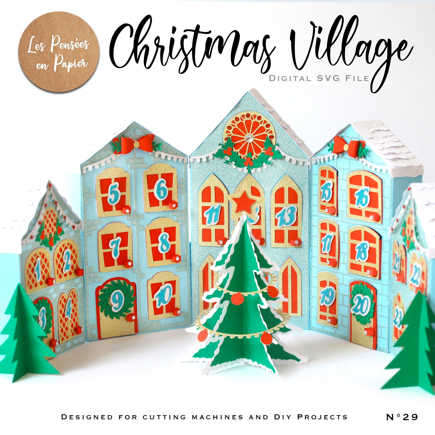 CHRISTMAS VILLAGE Advent Calendar - SVG