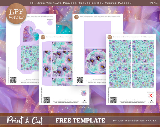 FREE - Print&Cut - EXPLOSION BOX - Purple Pattern