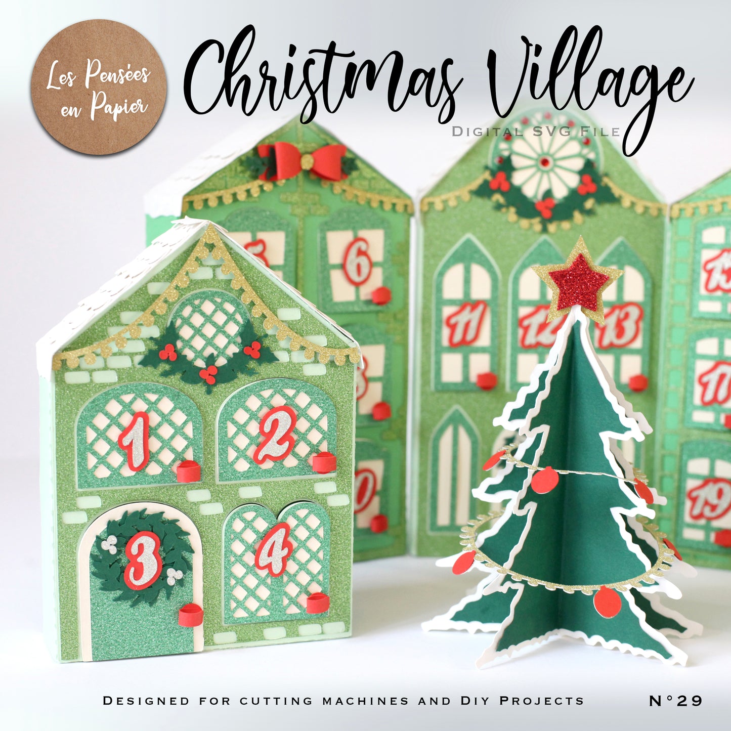 CHRISTMAS VILLAGE Advent Calendar - SVG