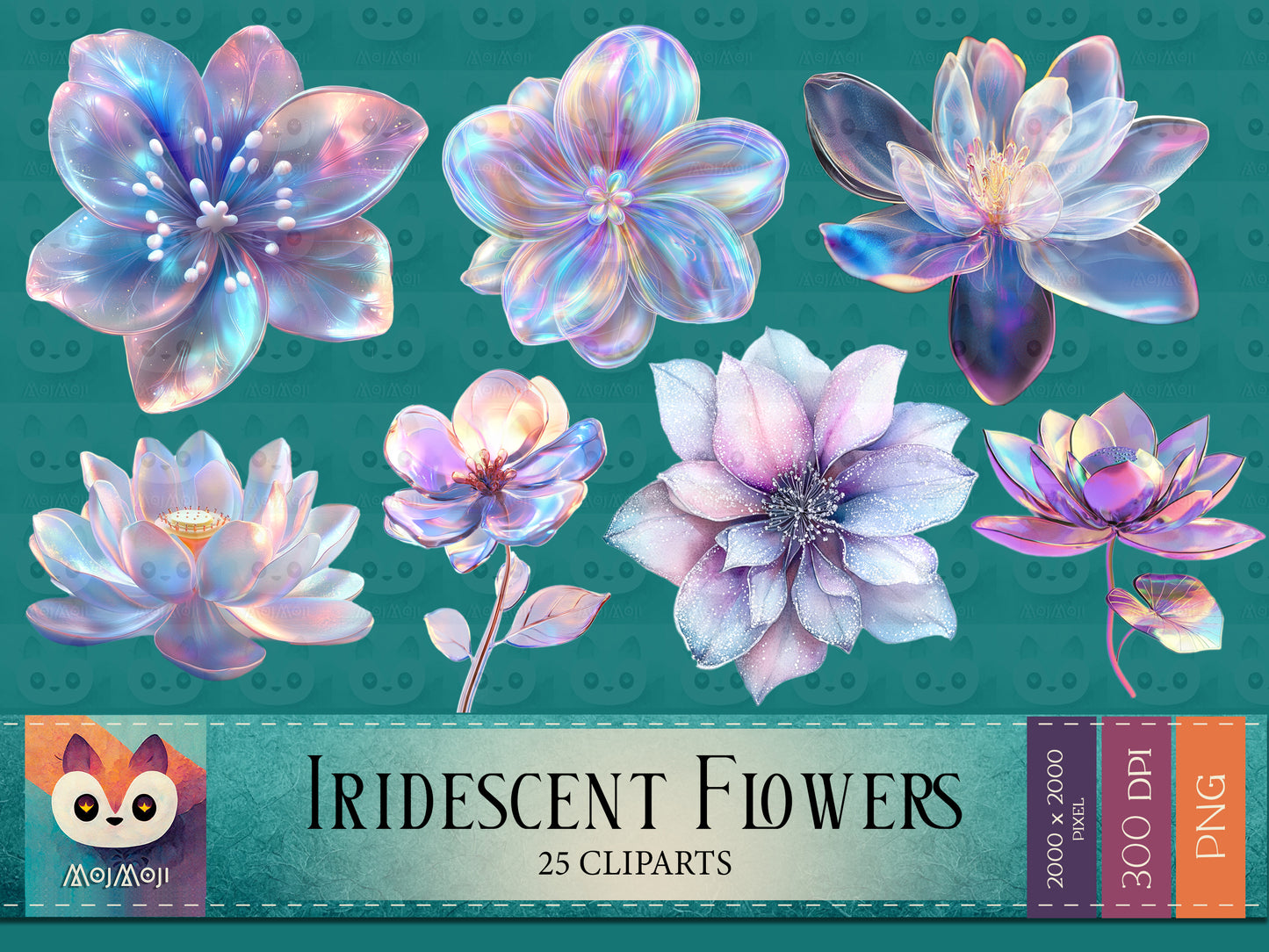 PNG Clipart - Iridescent Flowers
