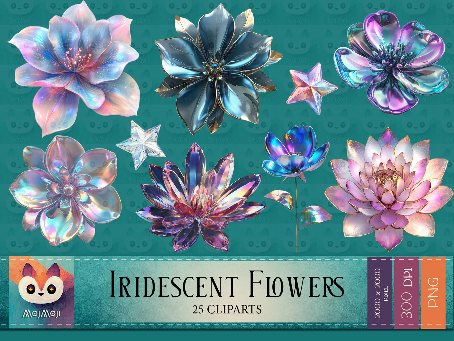 PNG Clipart - Iridescent Flowers