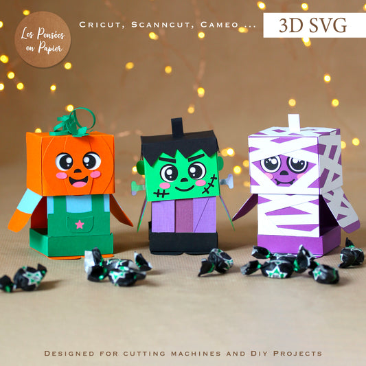 Halloween Trickster Trio 3D SVG | Pop Up Candy Box Template for Cricut, ScanNCut & Silhouette