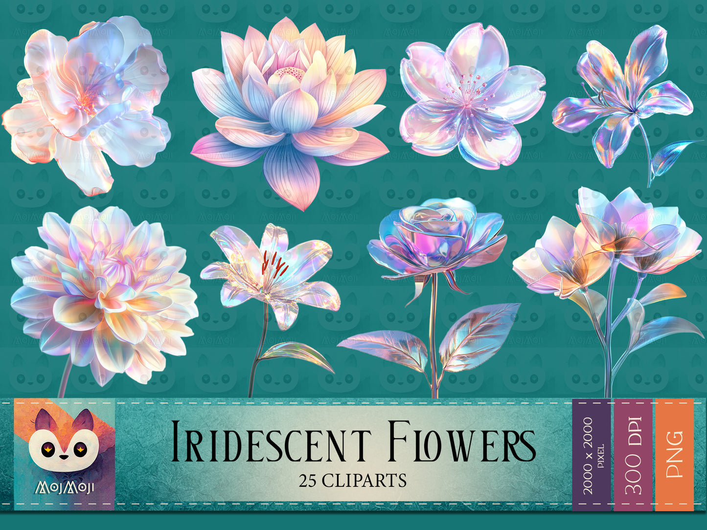 PNG Clipart - Iridescent Flowers
