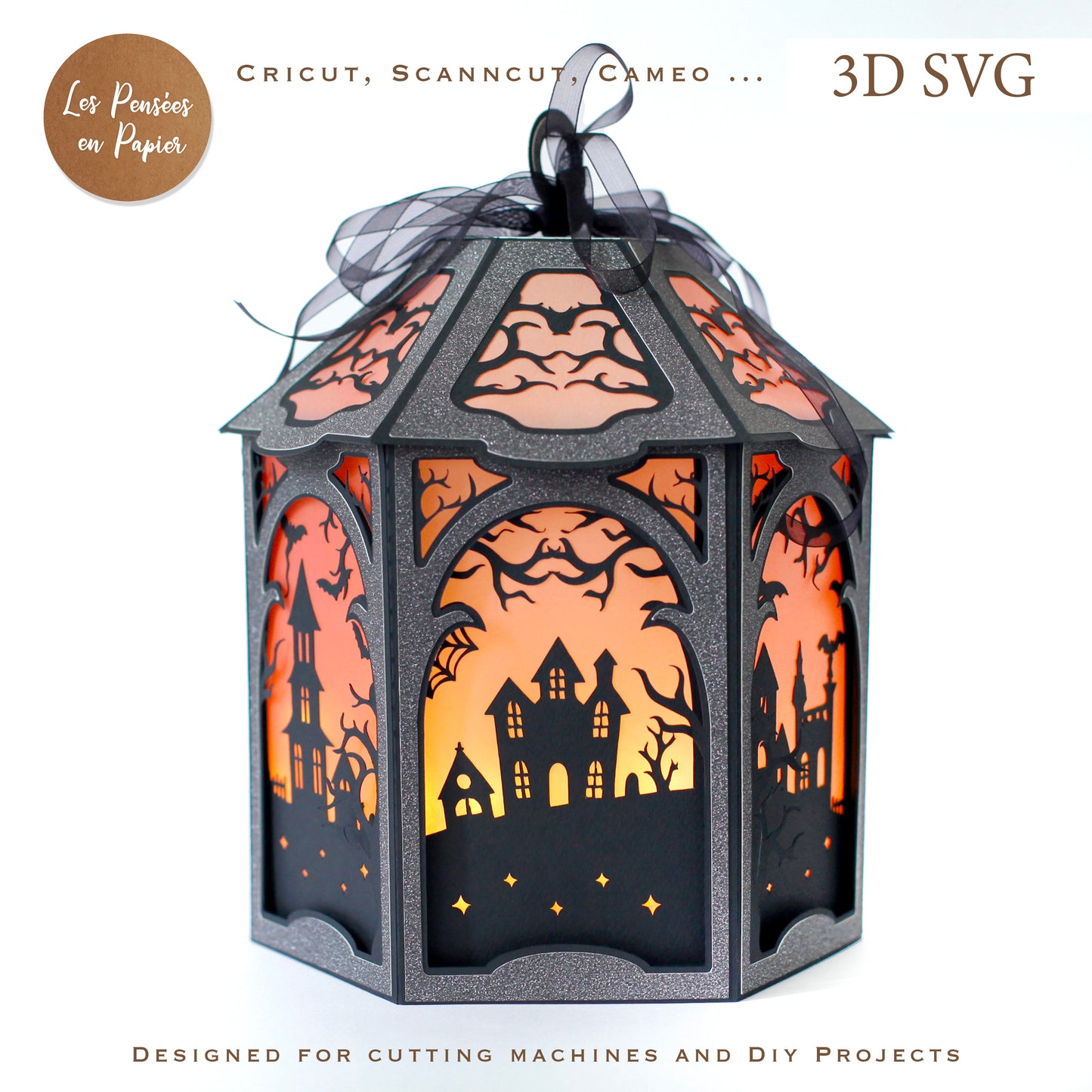 Halloween Lantern 3D SVG | Cutting Machine Template for Cricut, ScanNCut & Silhouette