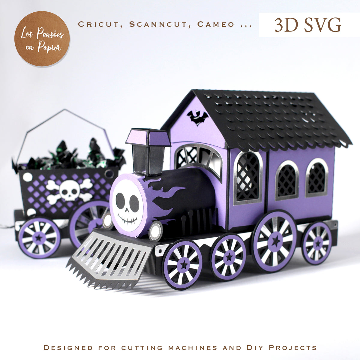 Haunted Train 3D SVG | Halloween Train Template for Cricut, ScanNCut & Silhouette