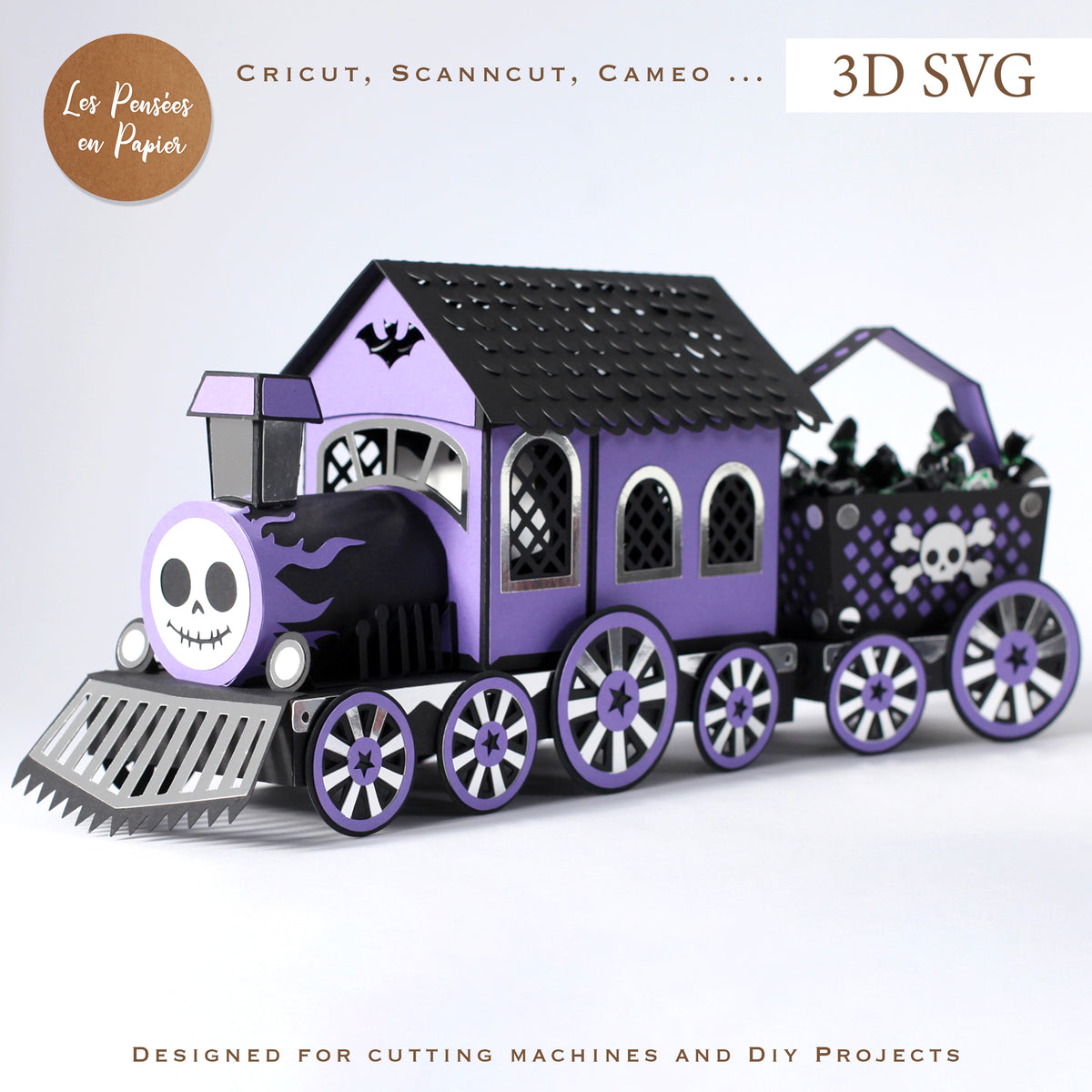 Haunted Train 3D SVG | Halloween Train Template for Cricut, ScanNCut & Silhouette