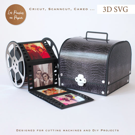 3D SVG Photo Film Reel | Vintage Camera Box Template for Cricut, ScanNCut & Silhouette