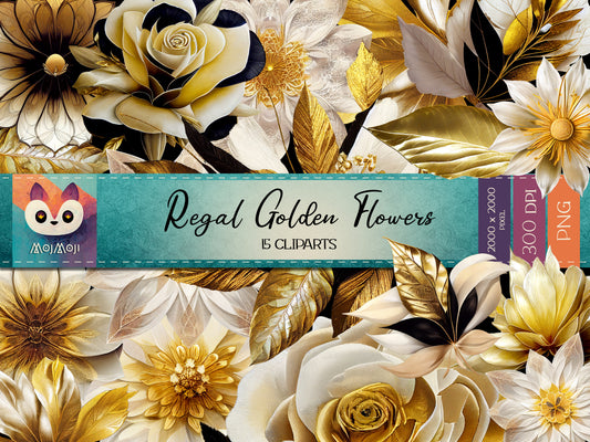 FREE PNG CLIPART - Regal Golden Flowers