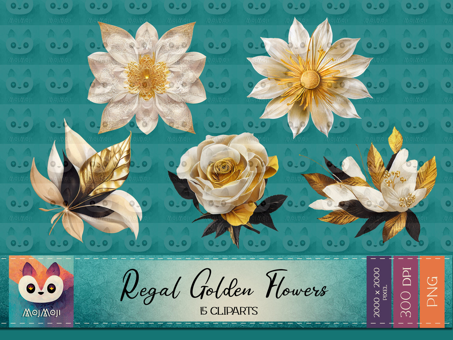 FREE PNG CLIPART - Regal Golden Flowers