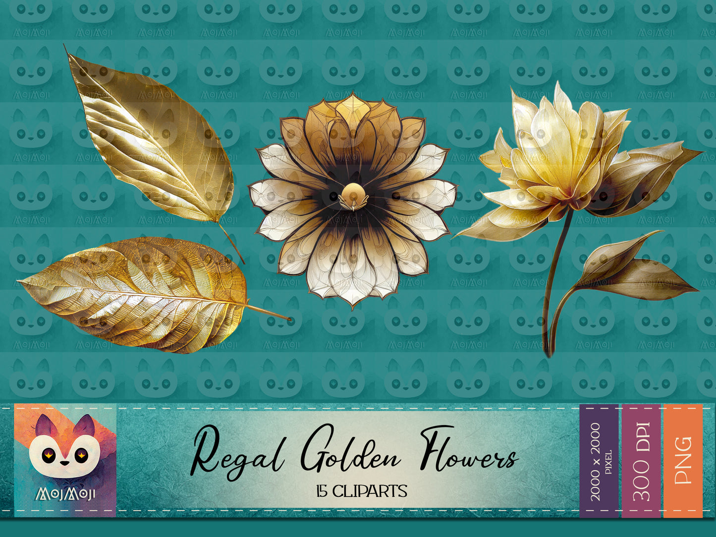 FREE PNG CLIPART - Regal Golden Flowers