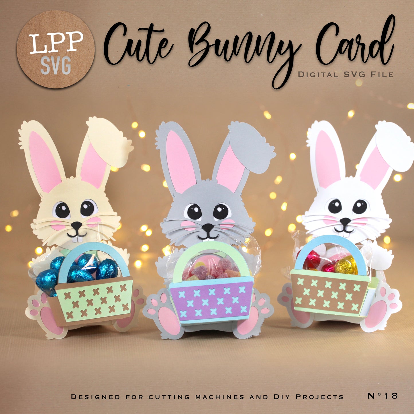 CUTE BUNNY CARD - SVG