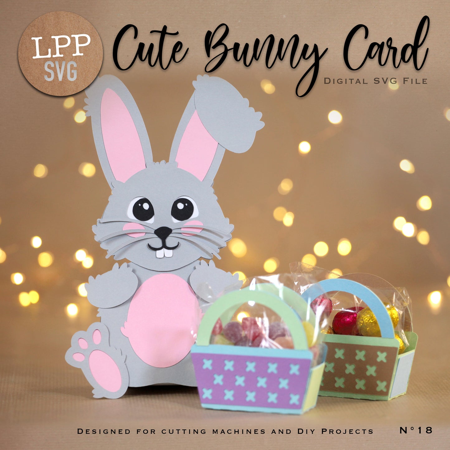 CUTE BUNNY CARD - SVG
