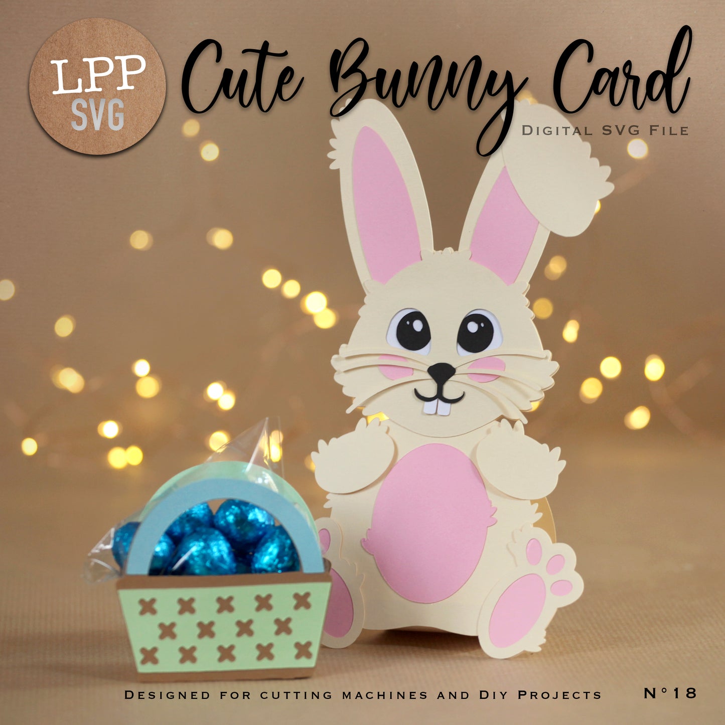 CUTE BUNNY CARD - SVG