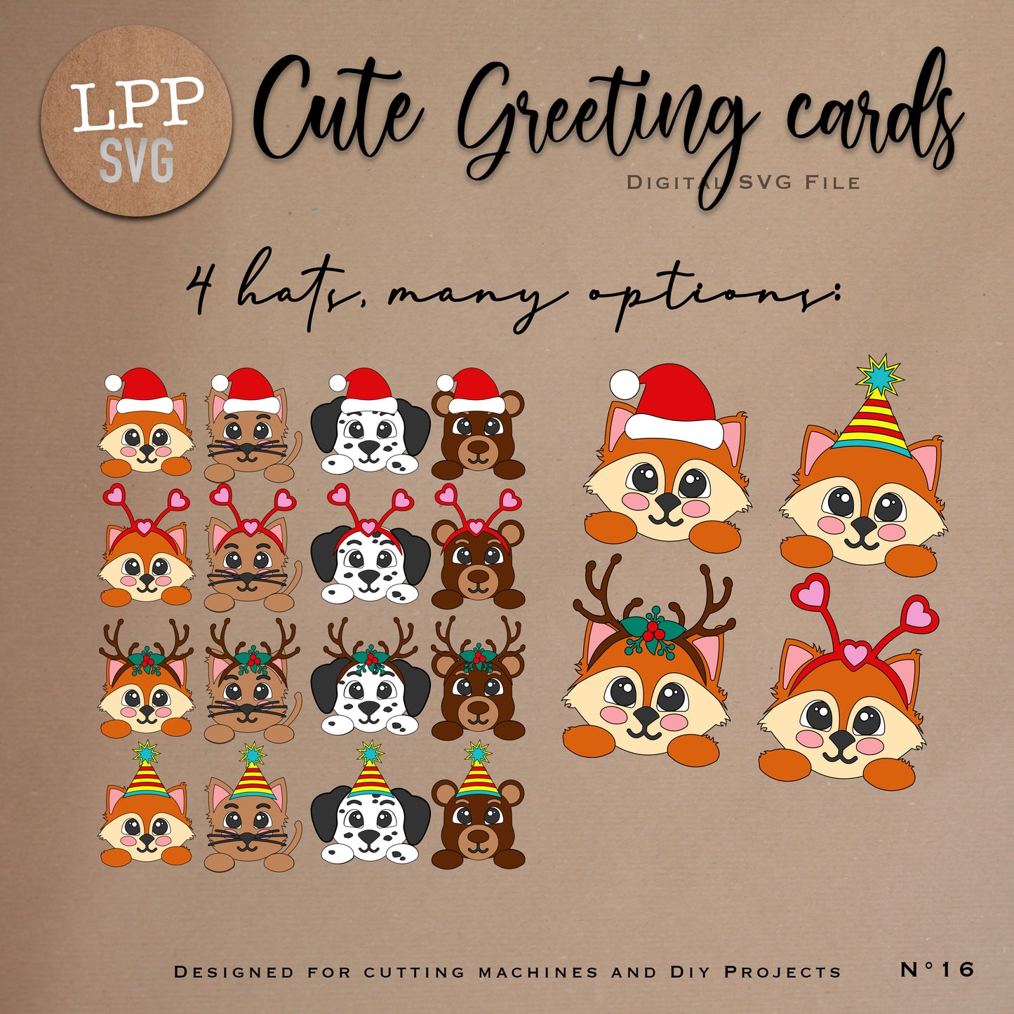 CUTE GREETING CARDS - SVG