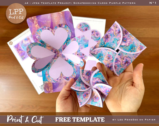 FREE - Print&Cut - SCRAPBOOKING CARDS - Purple Pattern