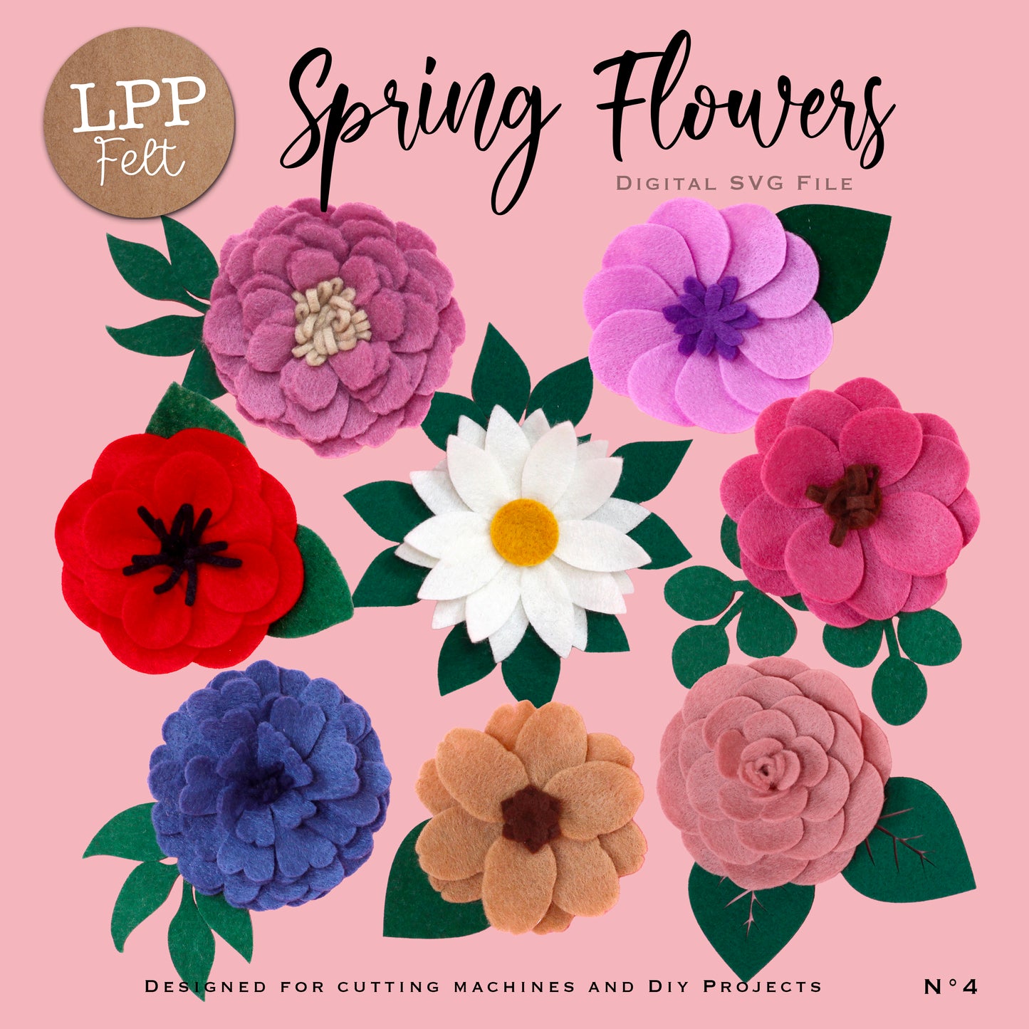 FELT SPRING FLOWERS - SVG