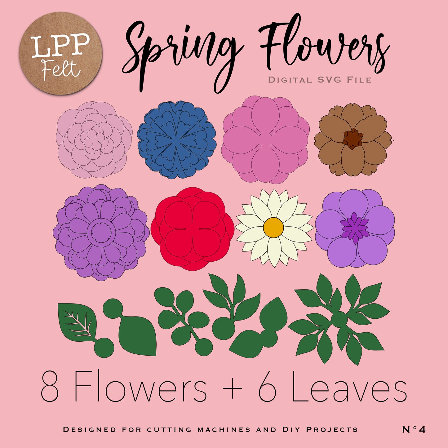 FELT SPRING FLOWERS - SVG