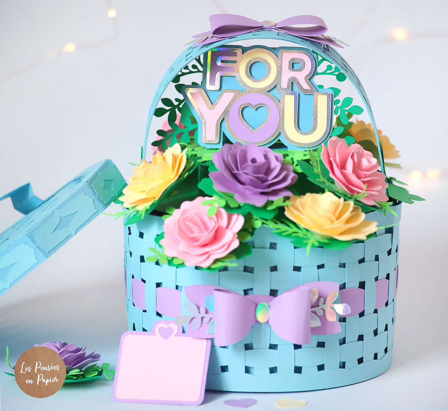 3D SVG Flower Basket | Mother's Day Cutting Machine Template for Cricut, ScanNCut & Silhouette