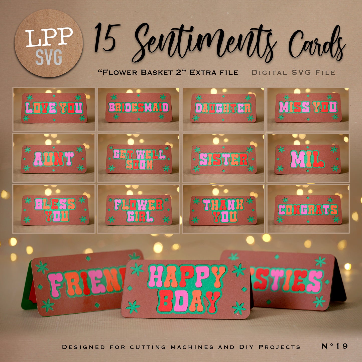 15 SENTIMENTS Cards - SVG