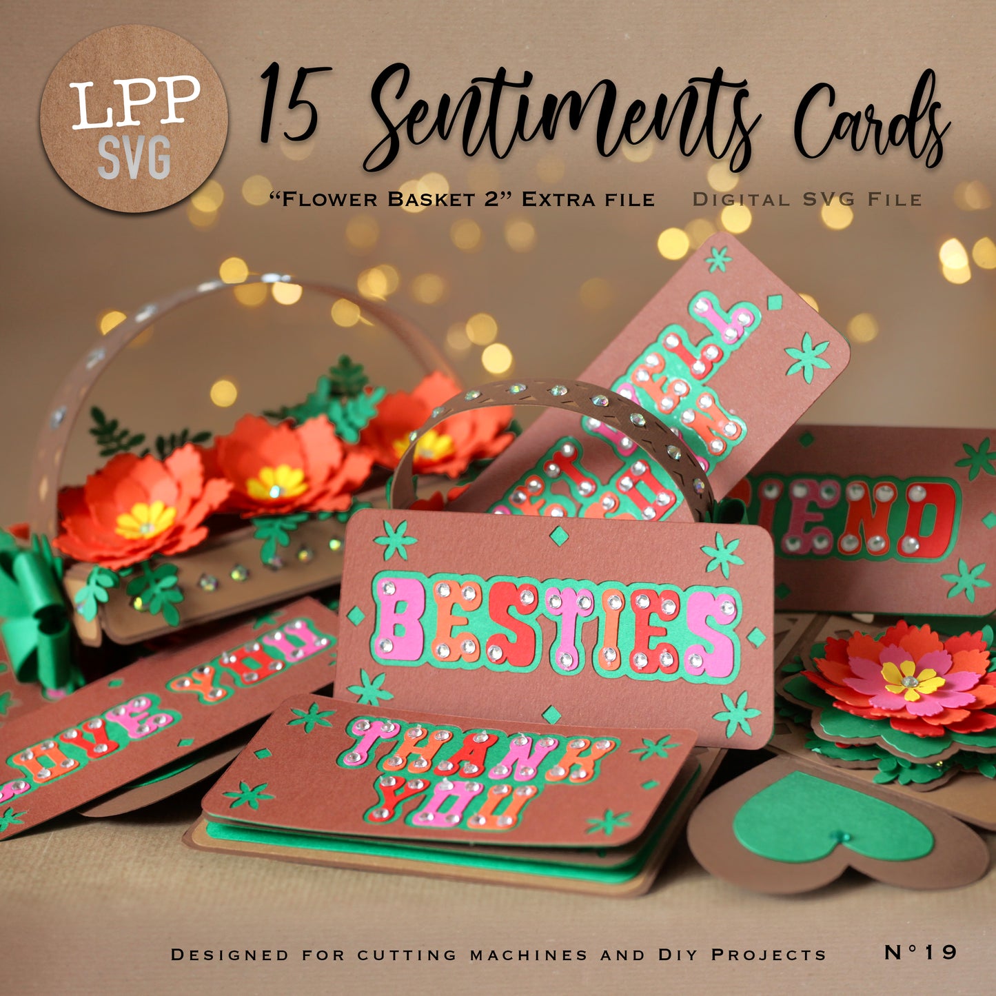 15 SENTIMENTS Cards - SVG