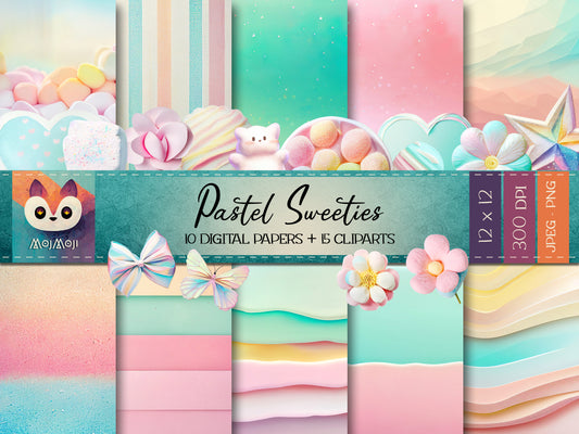 Digital KIT - Clipart PNG + Digital Paper - Pastel Sweeties