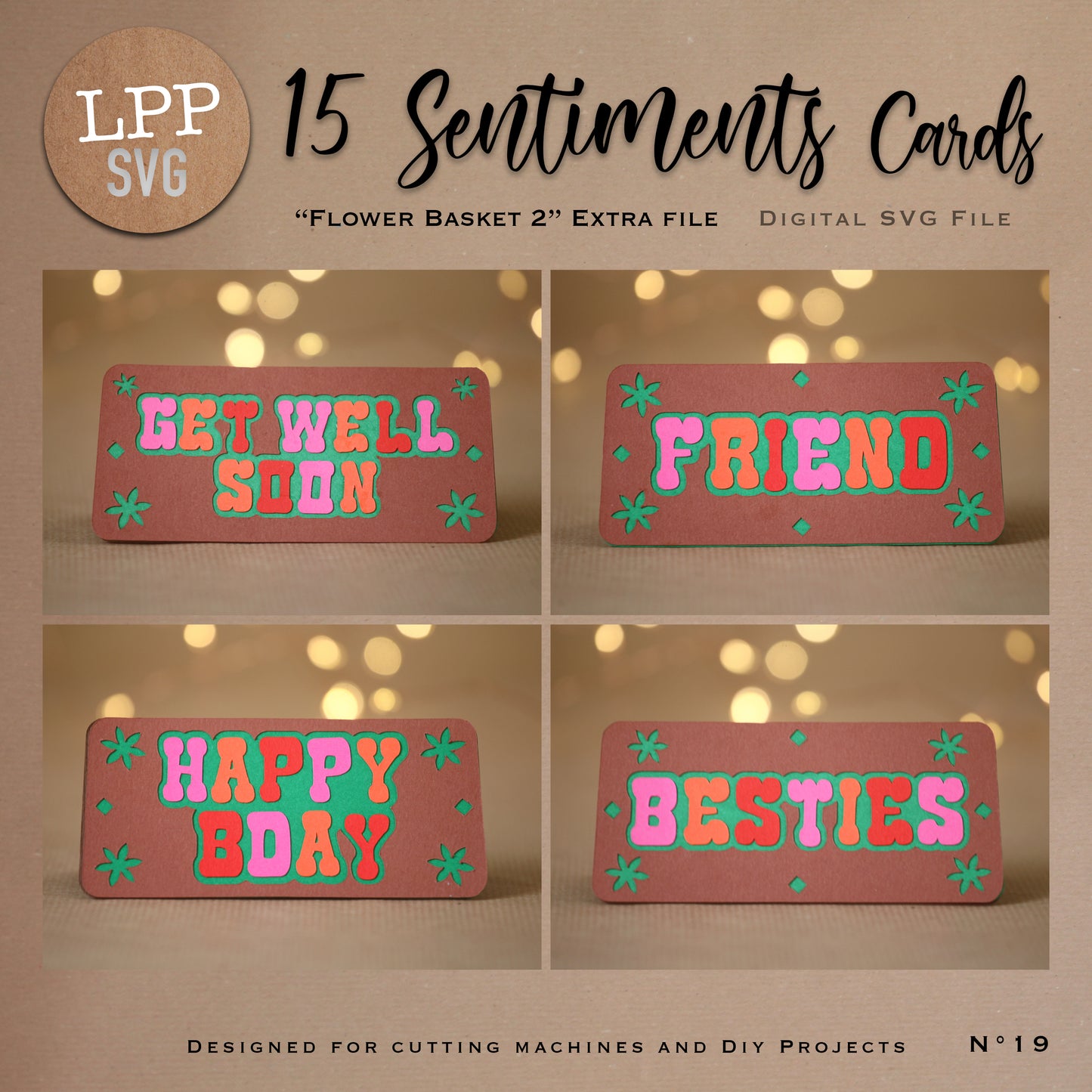 15 SENTIMENTS Cards - SVG