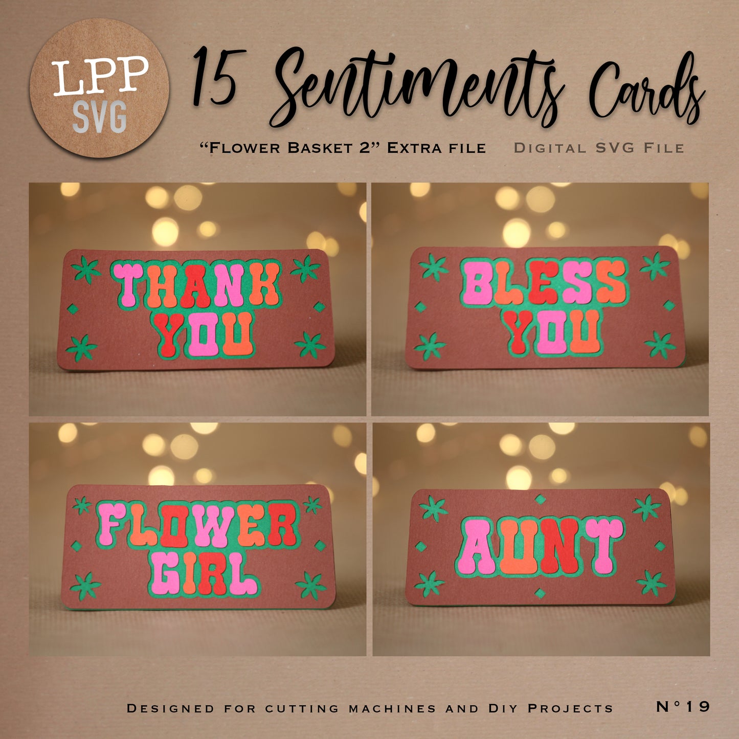 15 SENTIMENTS Cards - SVG