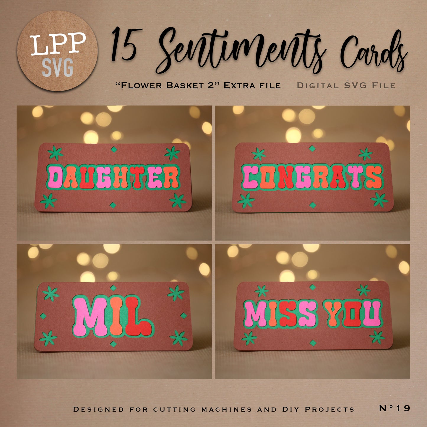 15 SENTIMENTS Cards - SVG