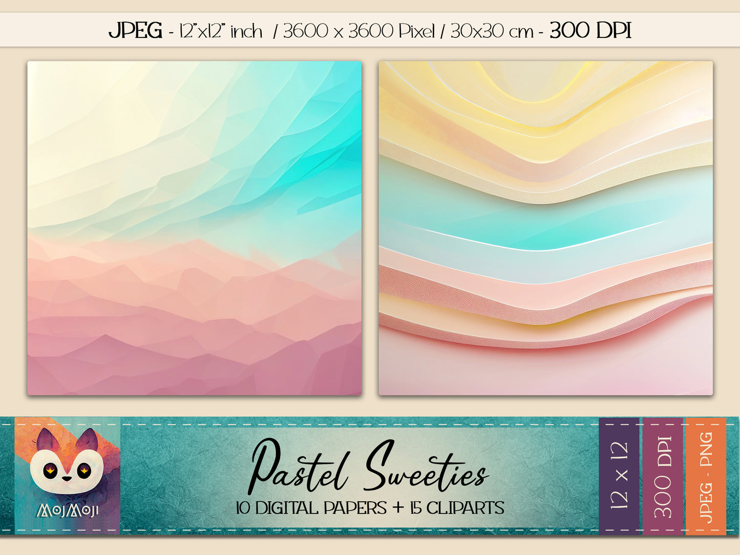 Digital KIT - Clipart PNG + Digital Paper - Pastel Sweeties
