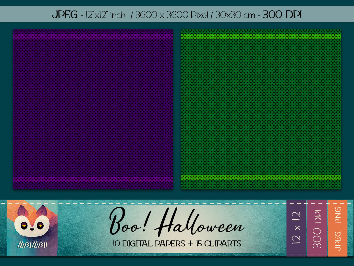 Digital KIT - Clipart PNG + Digital Paper - Boo Halloween!