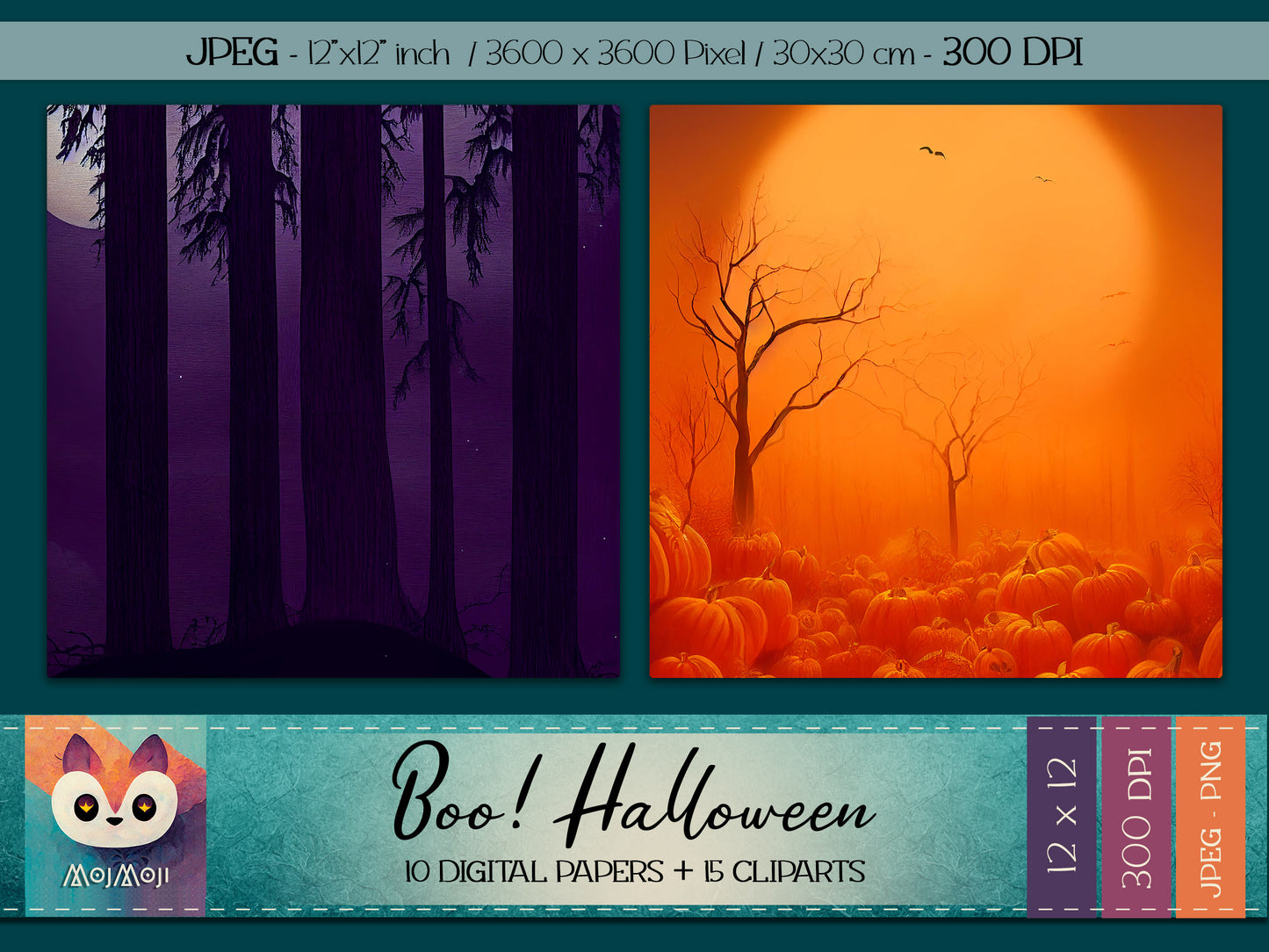 Digital KIT - Clipart PNG + Digital Paper - Boo Halloween!