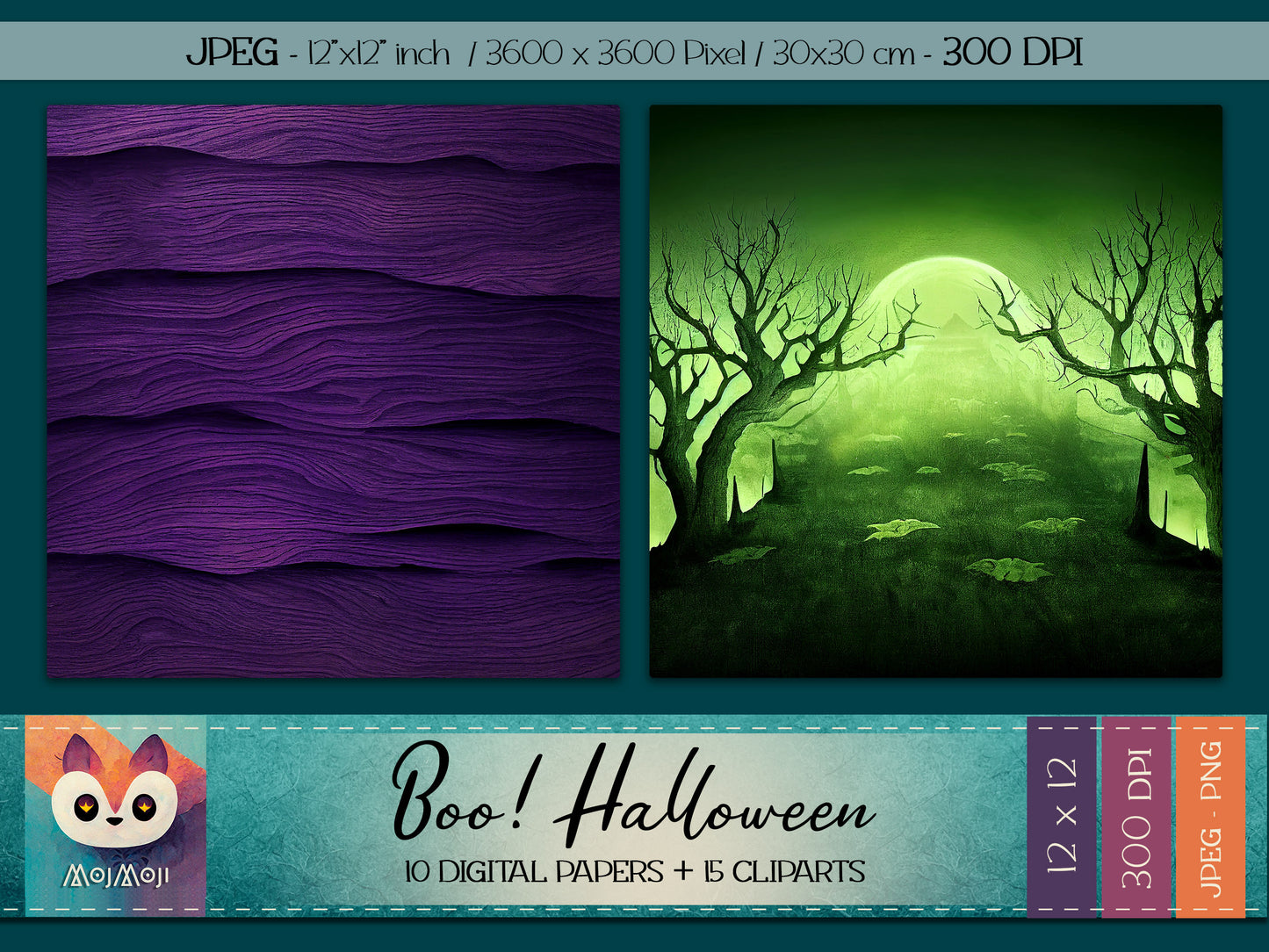 Digital KIT - Clipart PNG + Digital Paper - Boo Halloween!