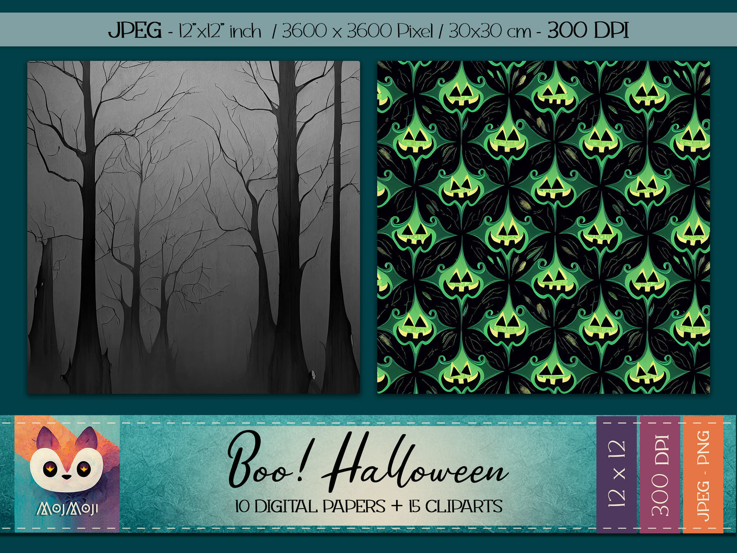 Digital KIT - Clipart PNG + Digital Paper - Boo Halloween!