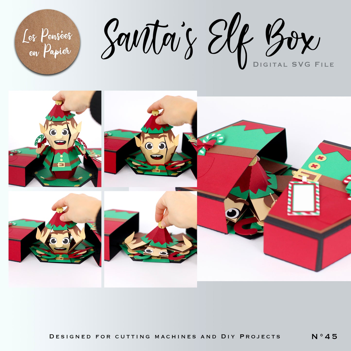 SANTA'S ELF BOX CARD - SVG
