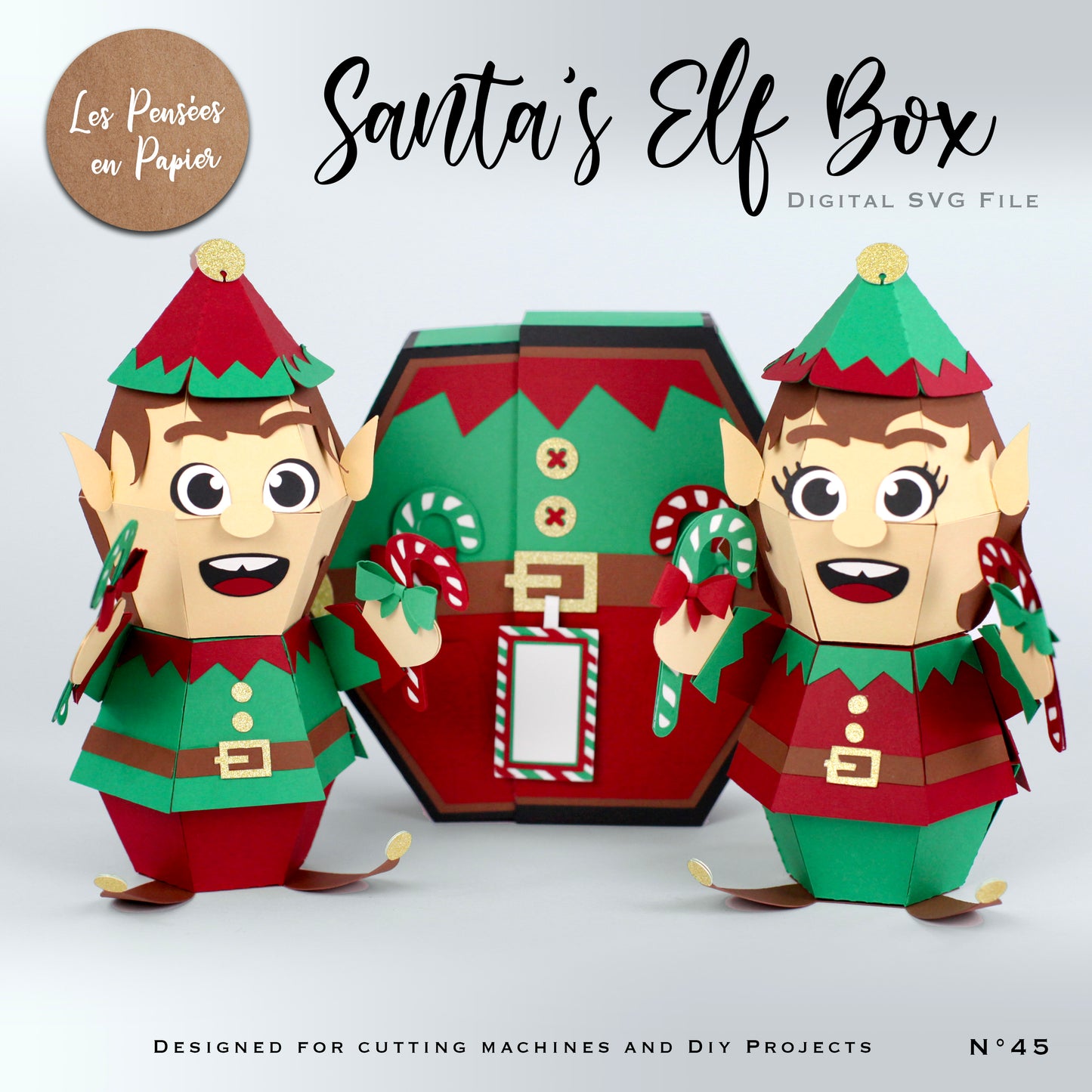 SANTA'S ELF BOX CARD - SVG