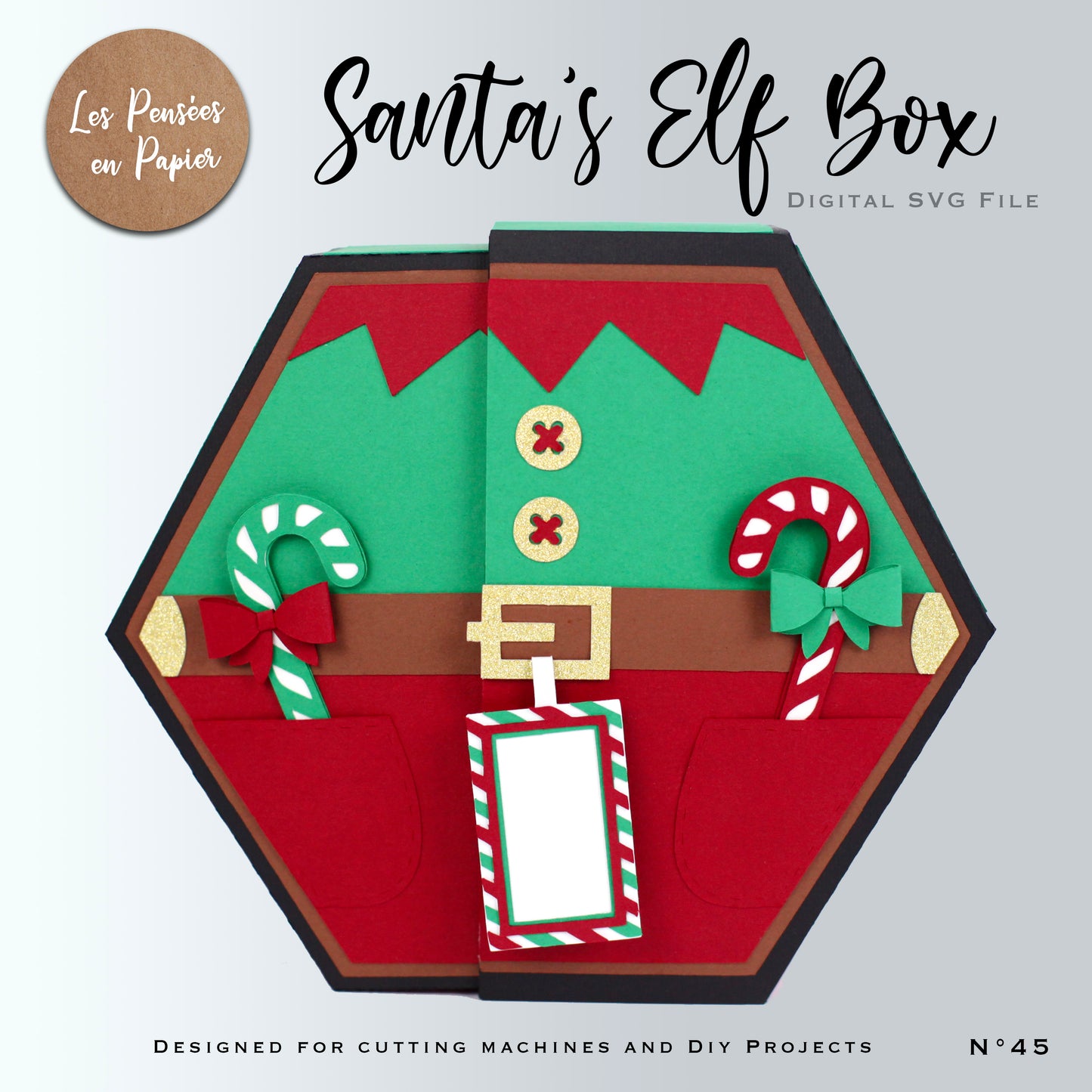 SANTA'S ELF BOX CARD - SVG
