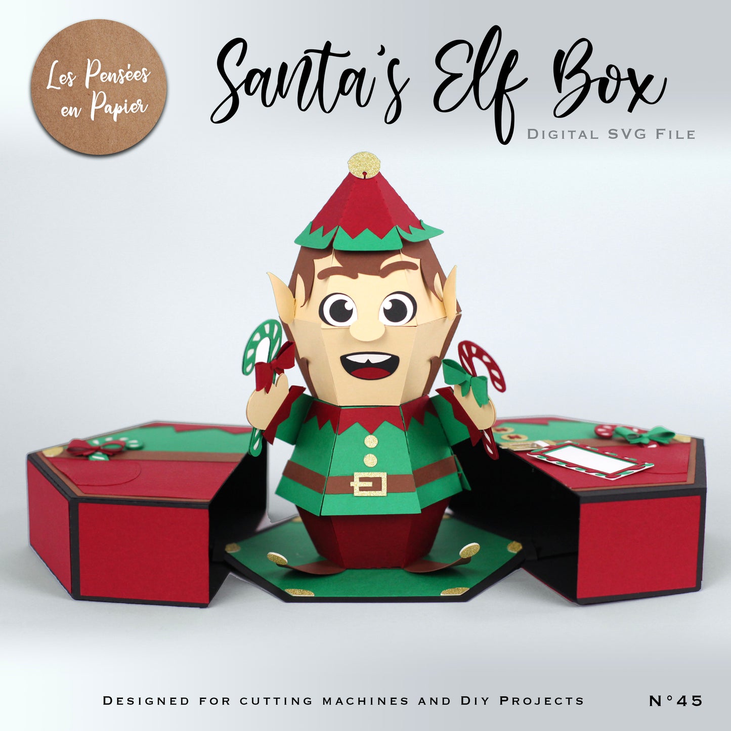 SANTA'S ELF BOX CARD - SVG