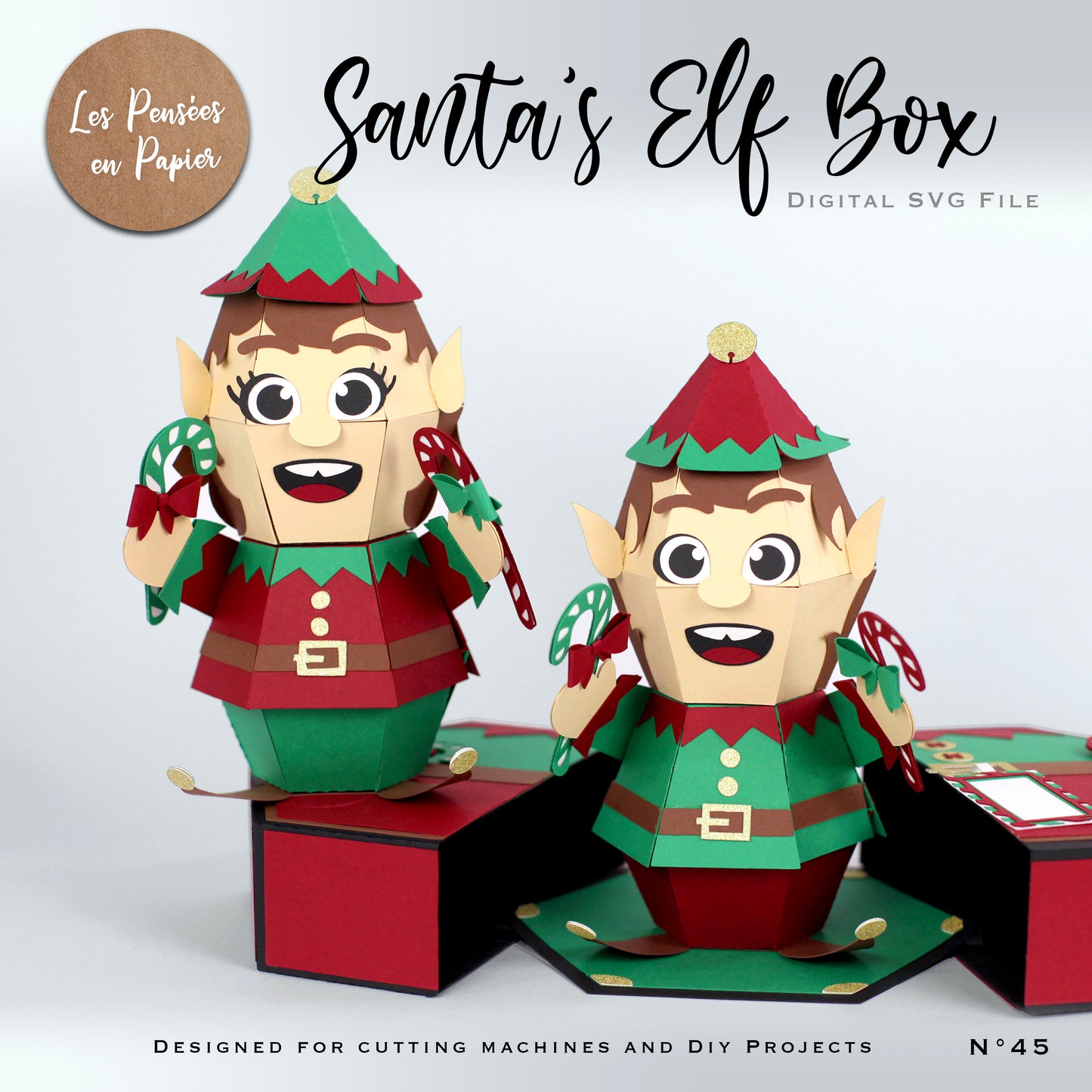 SANTA'S ELF BOX CARD - SVG