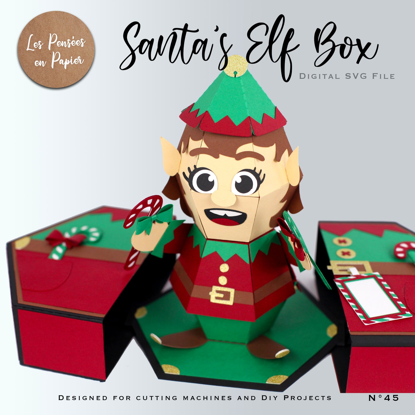 SANTA'S ELF BOX CARD - SVG