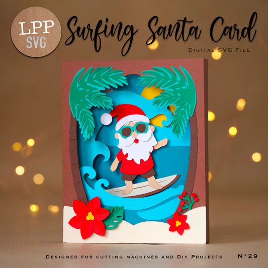 SURFING SANTA CARD - SVG