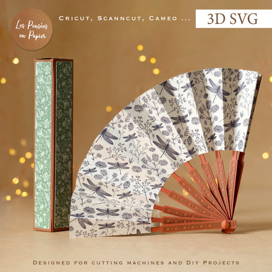 3D SVG Chinese Folding Fan | Cutting Machine Template for Cricut, ScanNCut & Silhouette